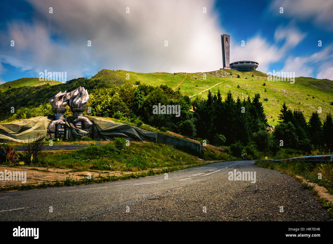 The House-Monument of the Bulgarian Communist Party. Buzludzha is a historical peak in the Central Balkan Mountains, Bulgaria. Stock Photo