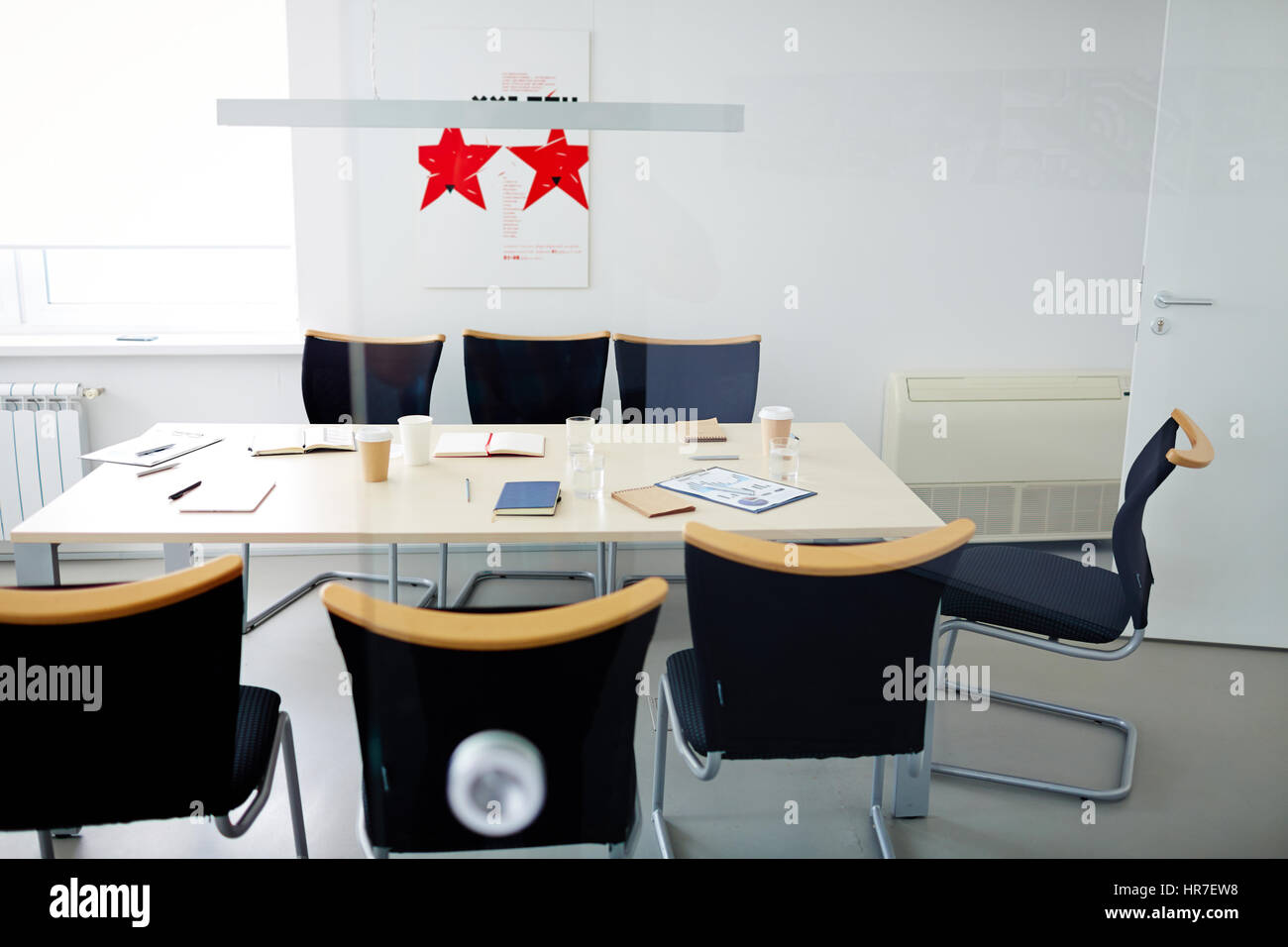 Modern Office Interior Conference Room With Large Table And