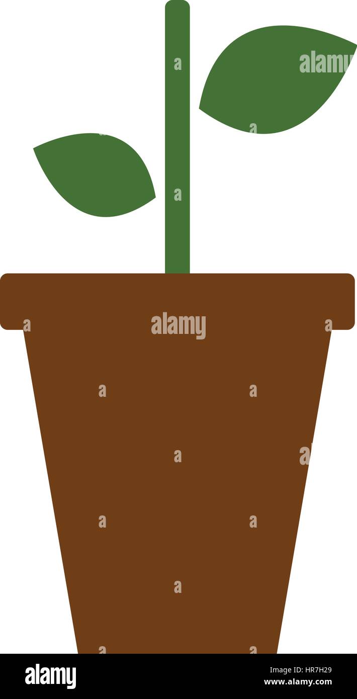 icon of the pot with the plant illustrated on white background in ...