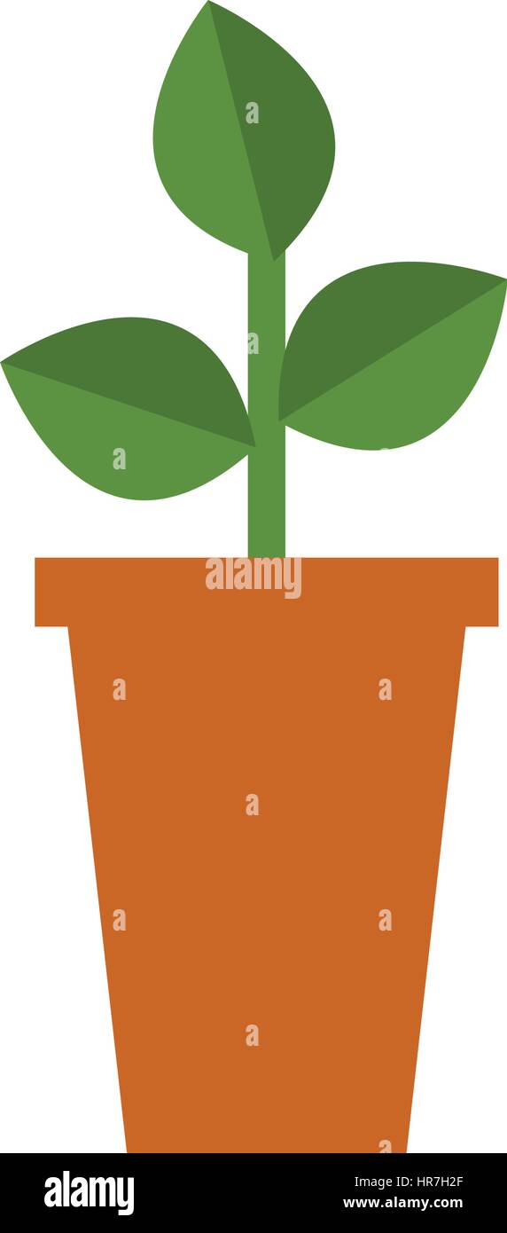 icon of the pot with the plant illustrated on white background in ...