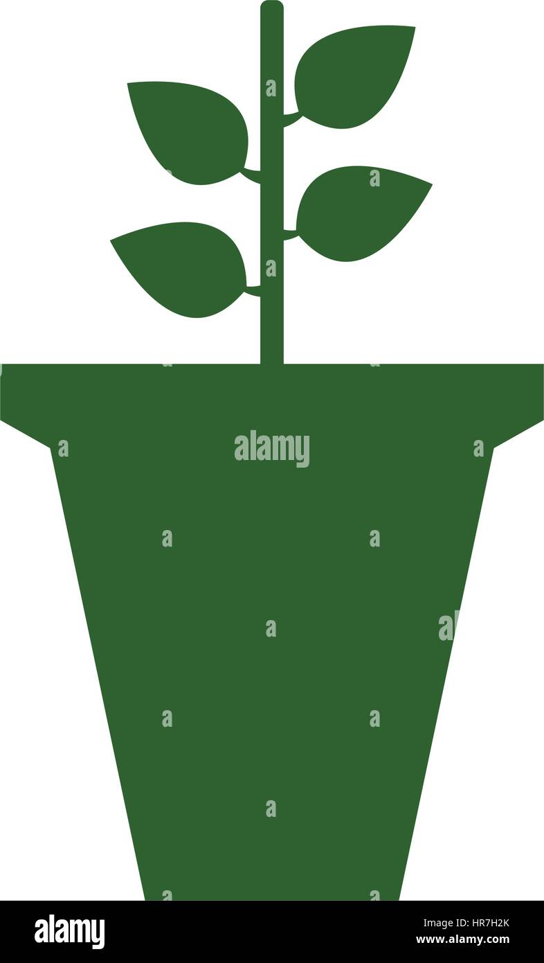 icon of the pot with the plant illustrated on white background in ...