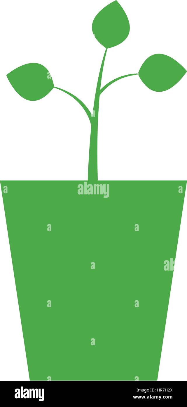 icon of the pot with the plant illustrated on white background in ...