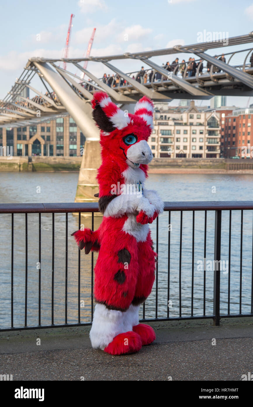 Furry at Millennium Bridge, London, UK Stock Photo