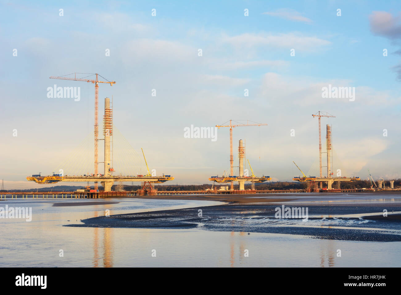Construction of new Runcorn Widnes Bridge across the River Mersey. The ...