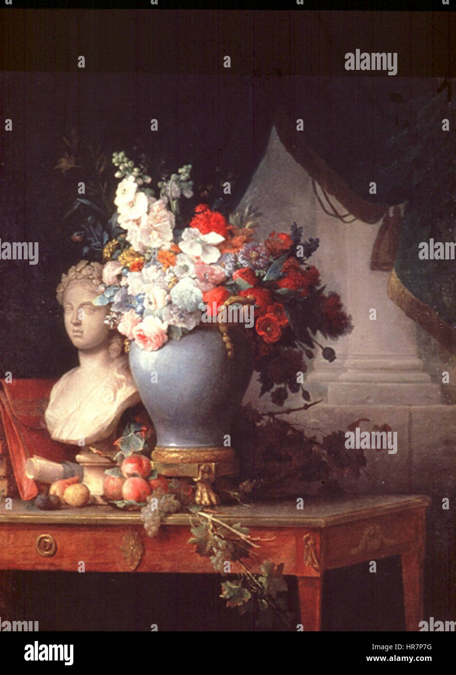 Vase of Flowers with a Bust of Flora Stock Photo Alamy