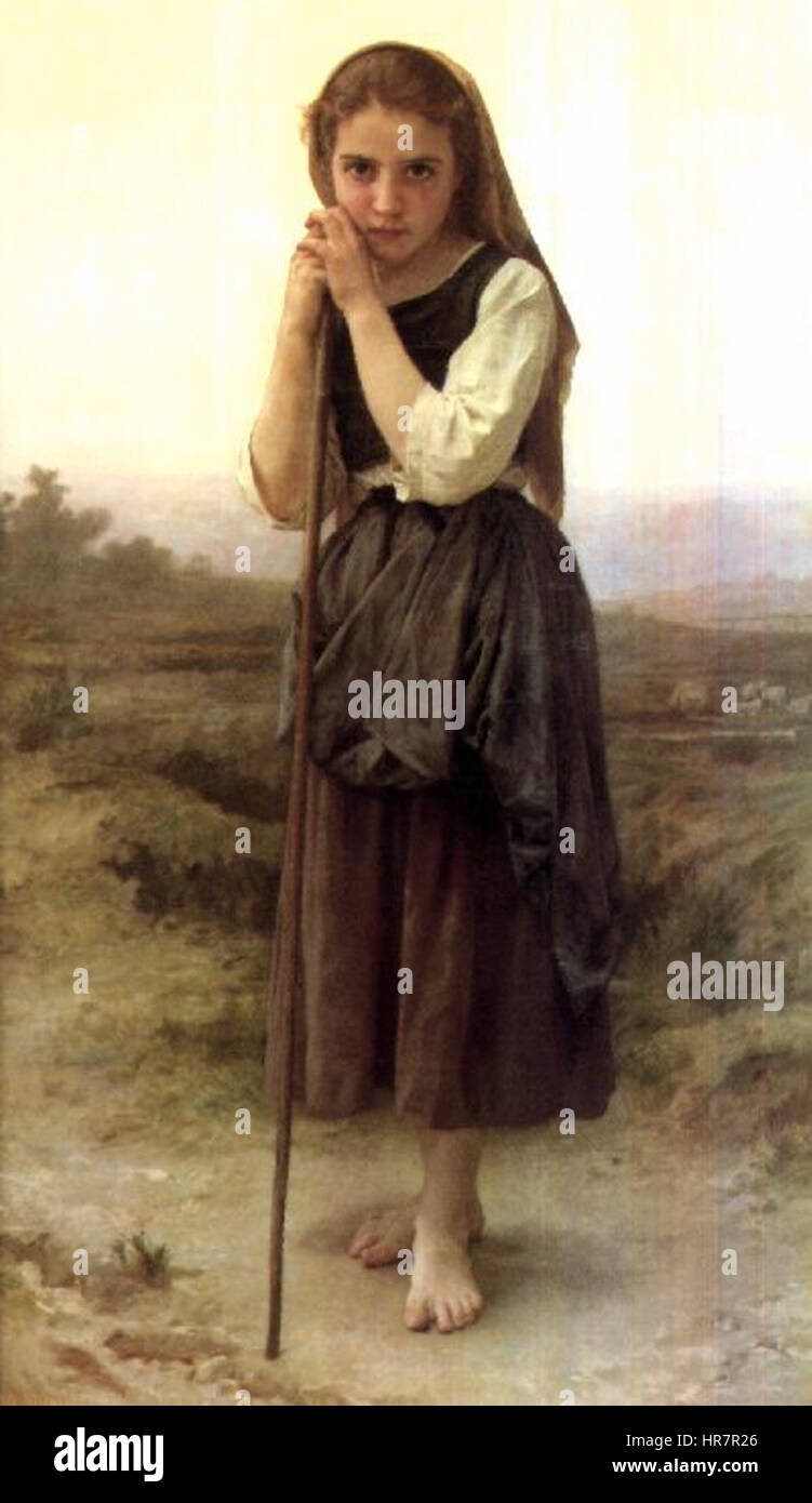 The Little Shepherdess by William-Adolphe Bouguereau Stock Photo