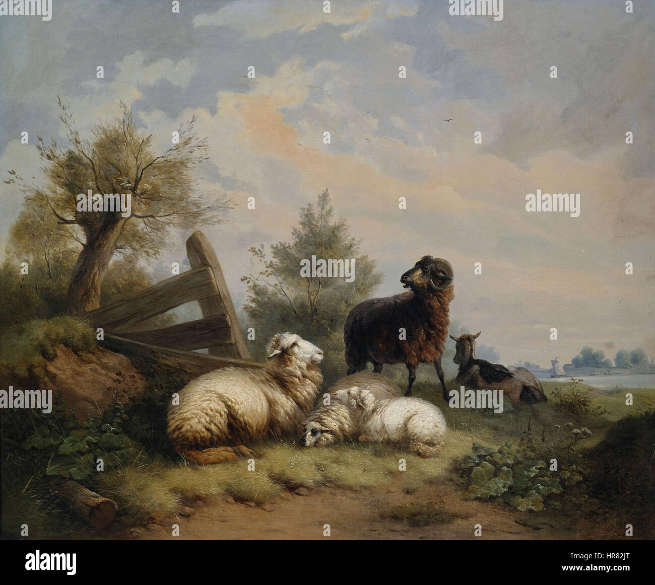 Wilhelm Melchior’s 'Schafe Widder und Ziege am Gatter' (Sheep Rams and ...