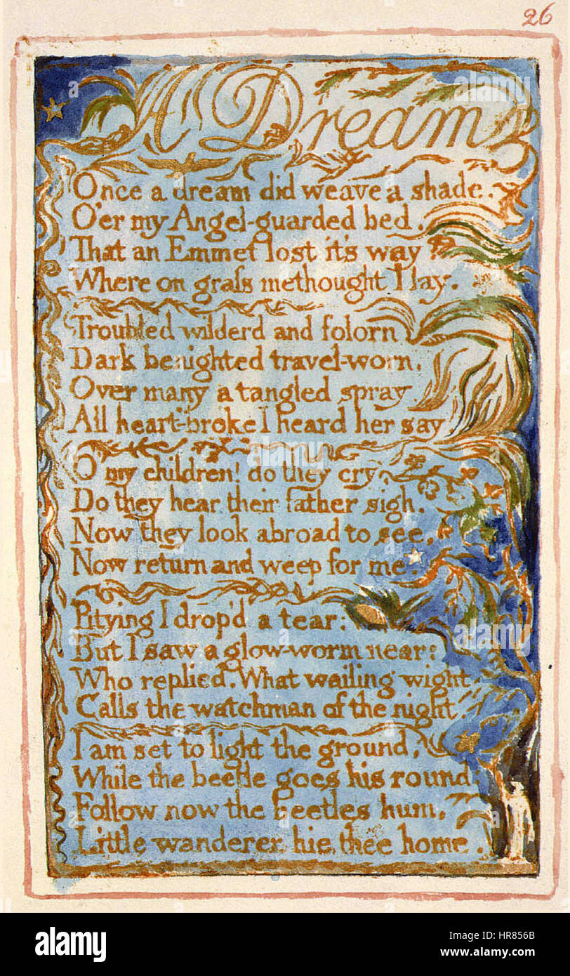Songs of Innocence and of Experience, copy AA, 1826 (The Fitzwilliam Museum) object 26 Dream Stock Photo