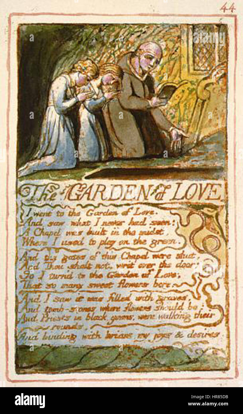 Songs of Innocence and of Experience, copy AA, 1826 (The Fitzwilliam Museum) object 44 Garden of Love Stock Photo