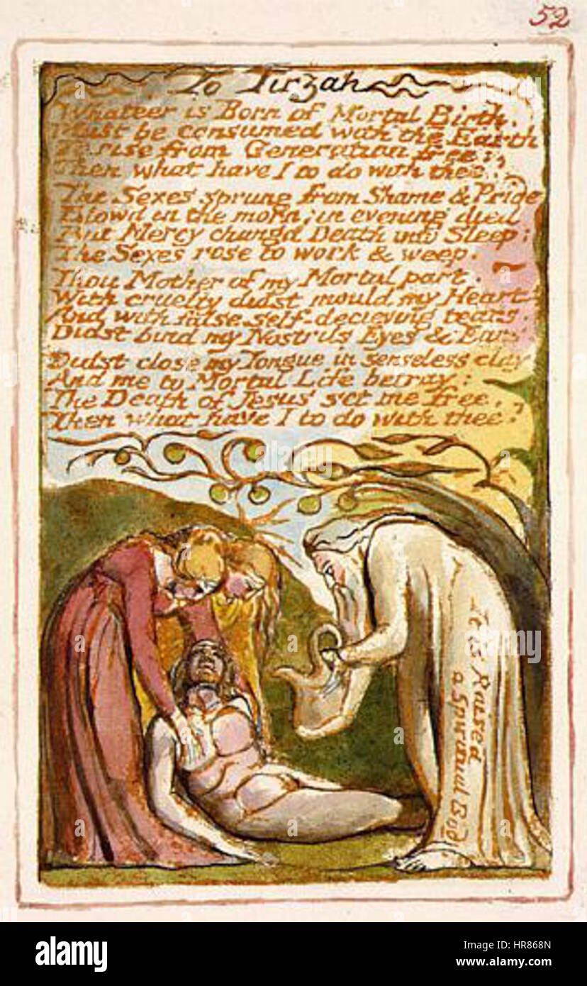 Songs of Innocence and of Experience, copy AA, 1826 (The Fitzwilliam Museum) object 52 To Tirzah Stock Photo