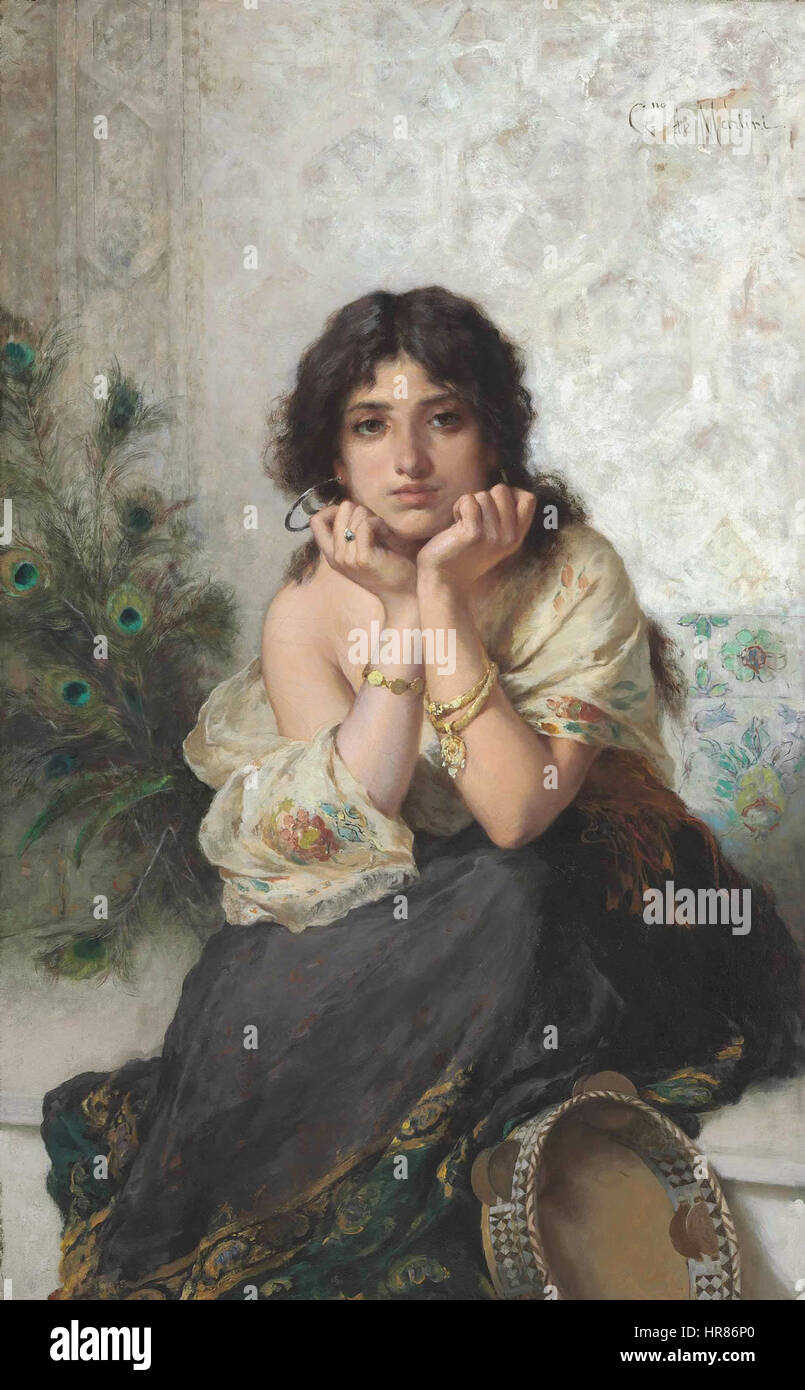 The Tambourine Girl, by Gaetano de Martini Stock Photo Alamy