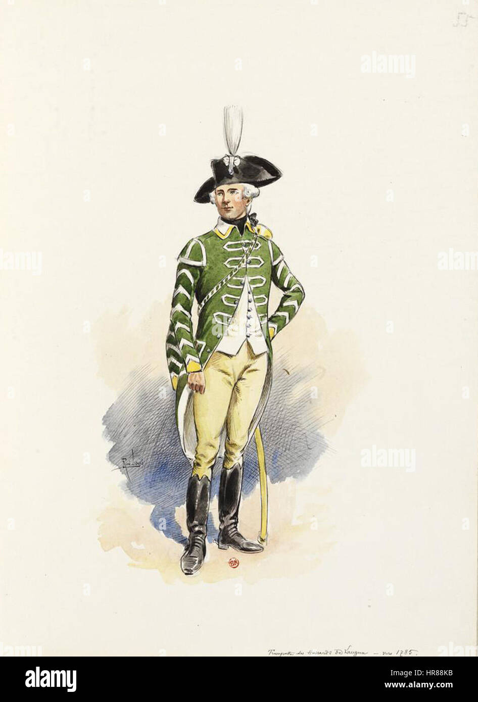 Vers 1785 -Trompette des Hussards de Lauzun (55) Stock Photo