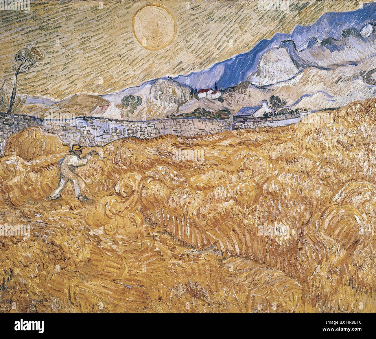Van Gogh, Wheat Field with Reaper (Harvest in Provence) Stock Photo