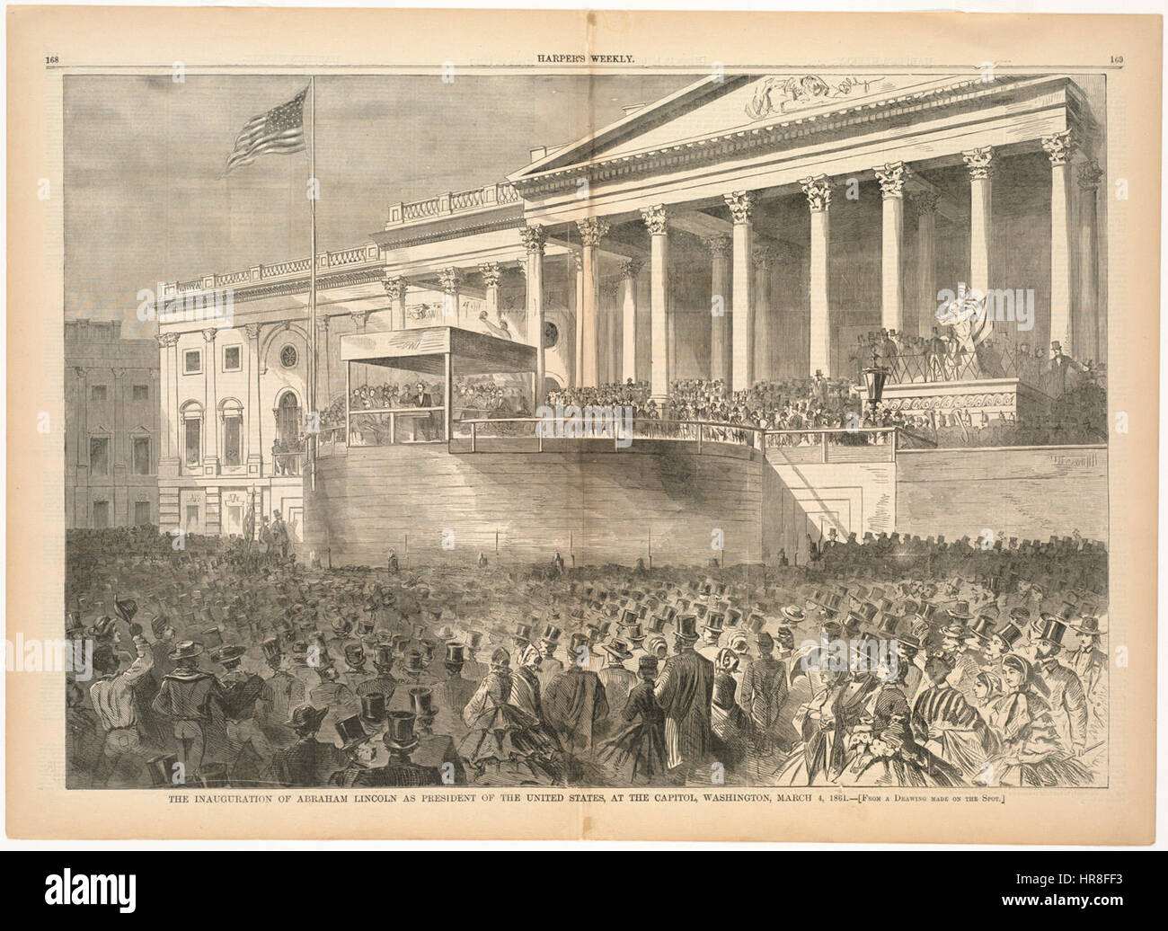The Inauguration of Abraham Lincoln as President of the United States, at the Capitol, Washington, March 4, 1861 (Boston Public Library) Stock Photo