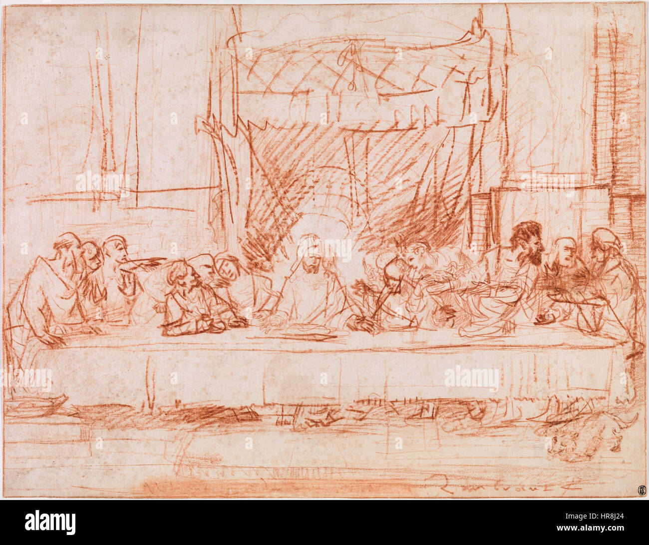 The Last Supper, after Leonardo da Vinci by Rembrandt 01 Stock Photo