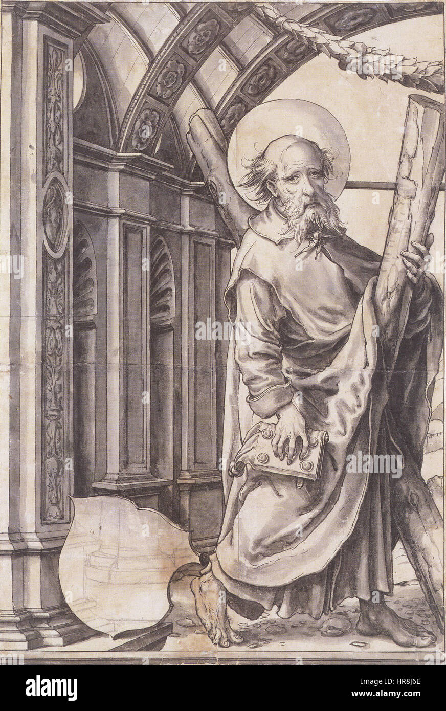 St Andrew, Design for a Stained Glass Window, by Hans Holbein the ...