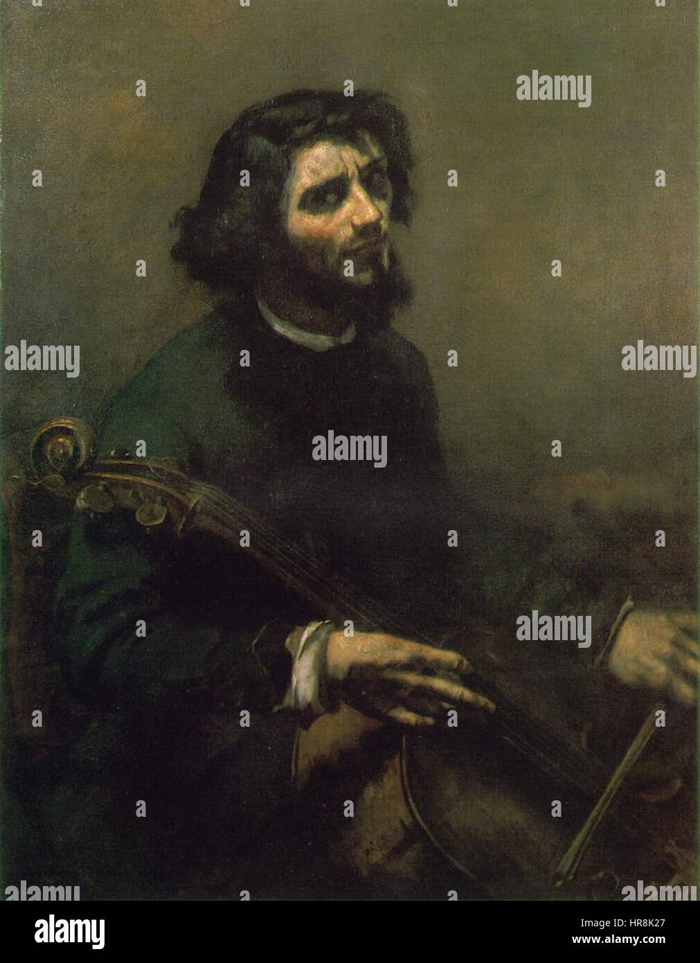 The Cellist, Self-Portrait 1847 Gustave Courbet Stock Photo