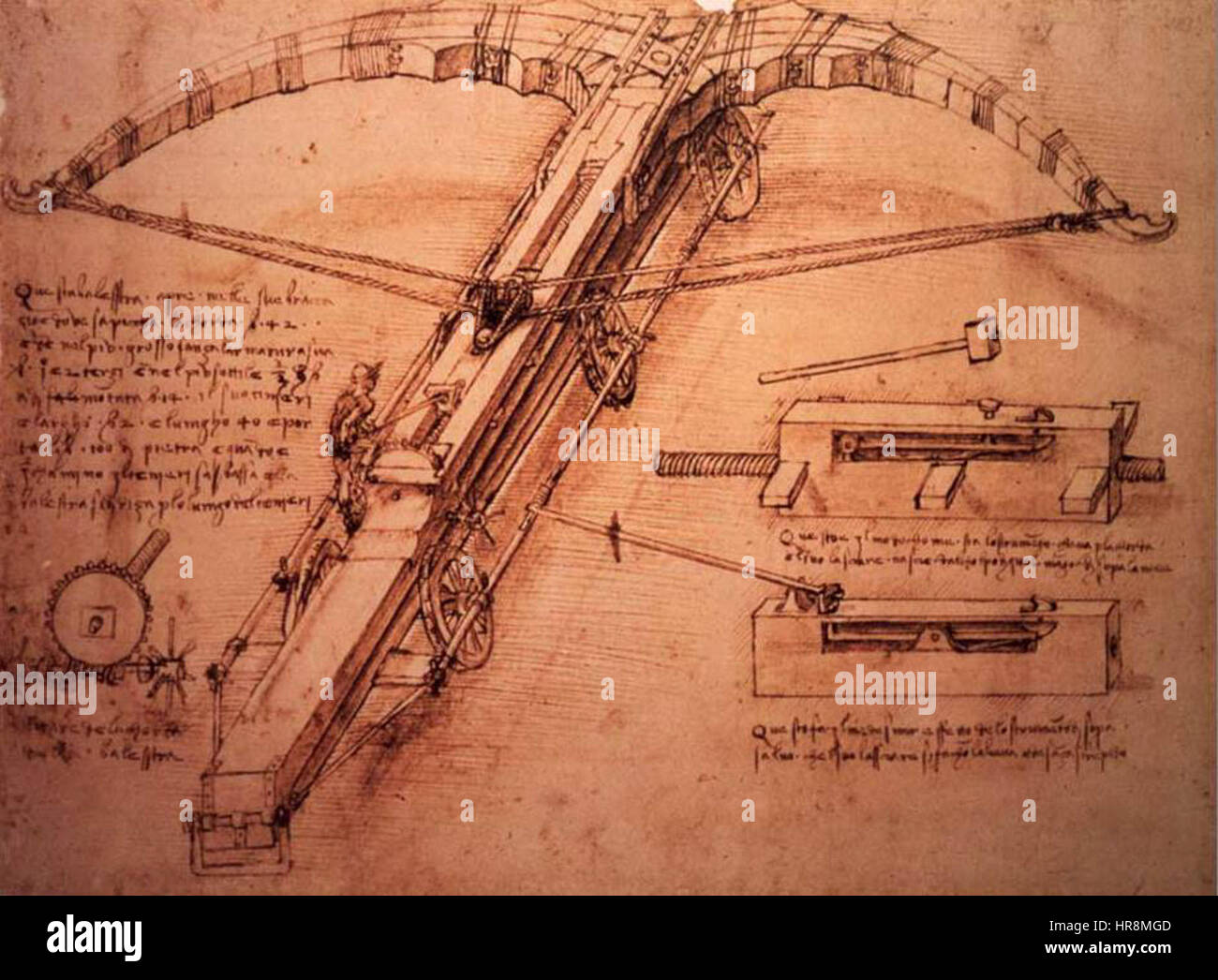 Vinci, Leonardo da - Crossbow sketch - 1500 Stock Photo - Alamy