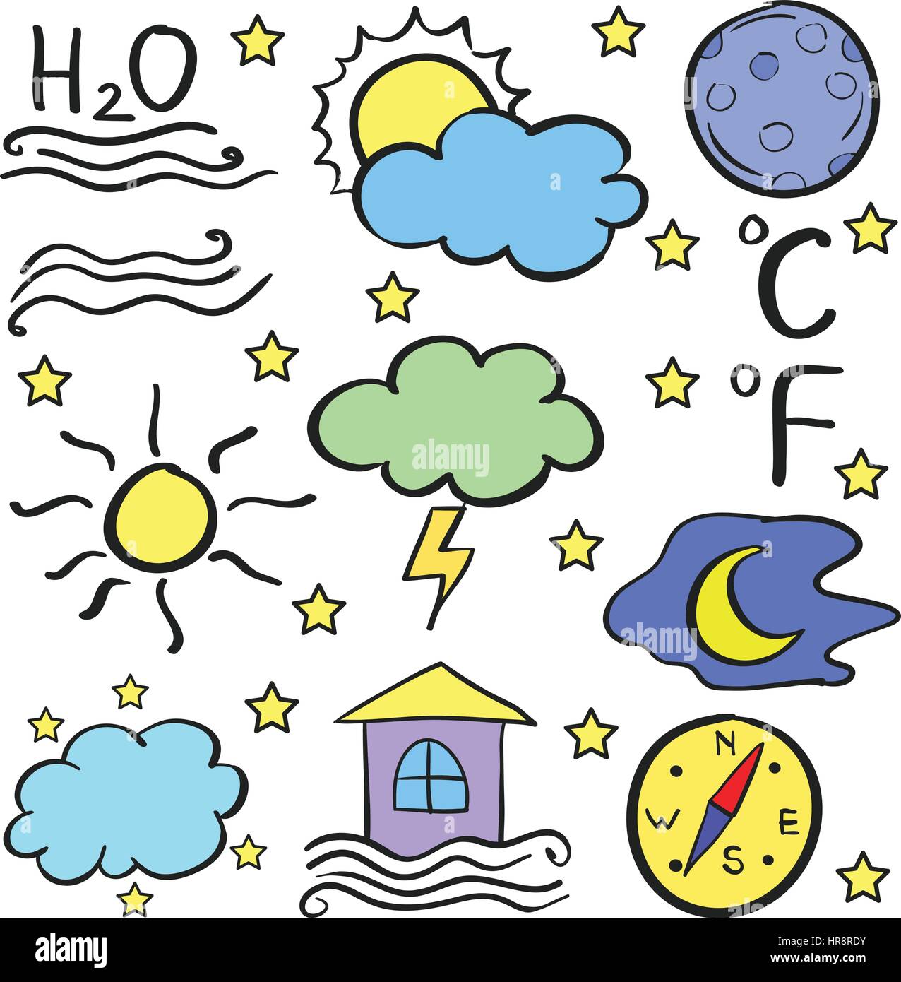 Doodle of weather element set Stock Vector Image & Art - Alamy