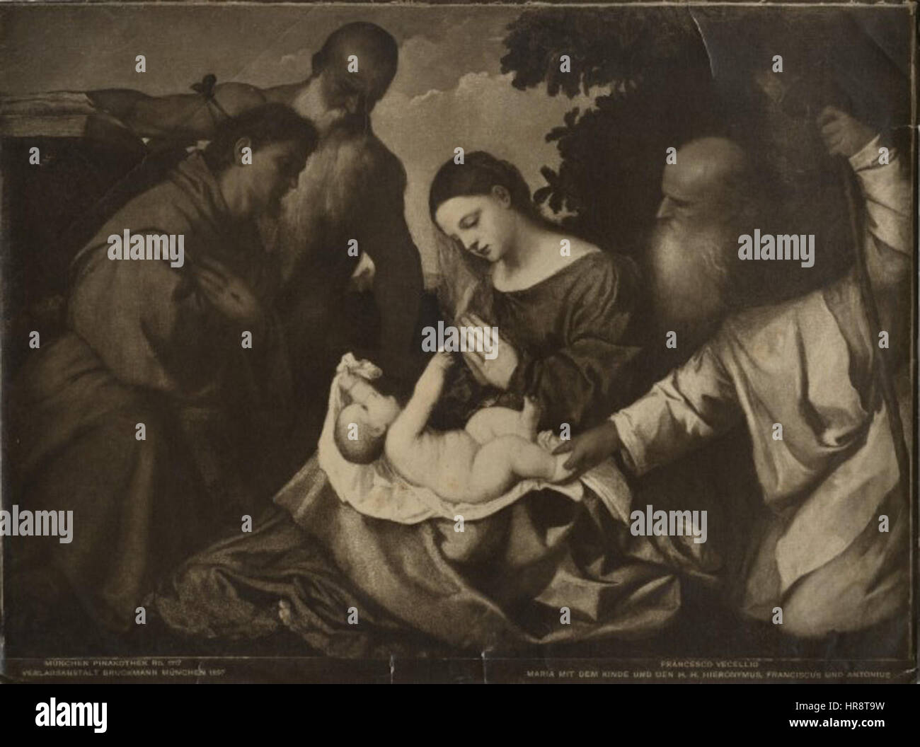 Tiziano, madonna e santi monaco Stock Photo