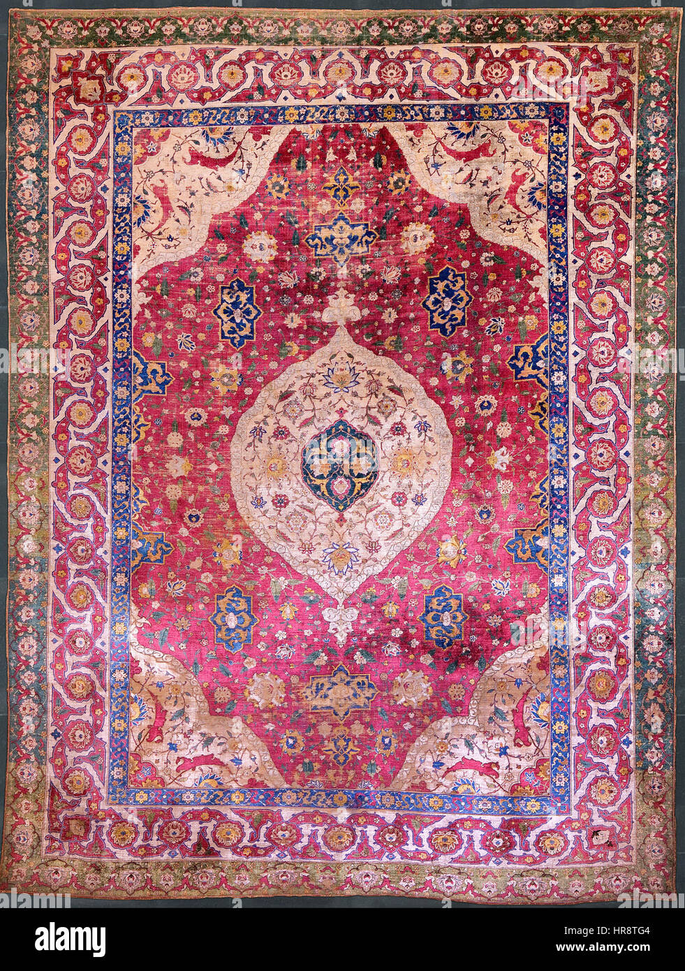 Unknown, Iran, mid-16th Century - The Rothschild Small Silk Medallion Carpet - Google Art Project Stock Photo