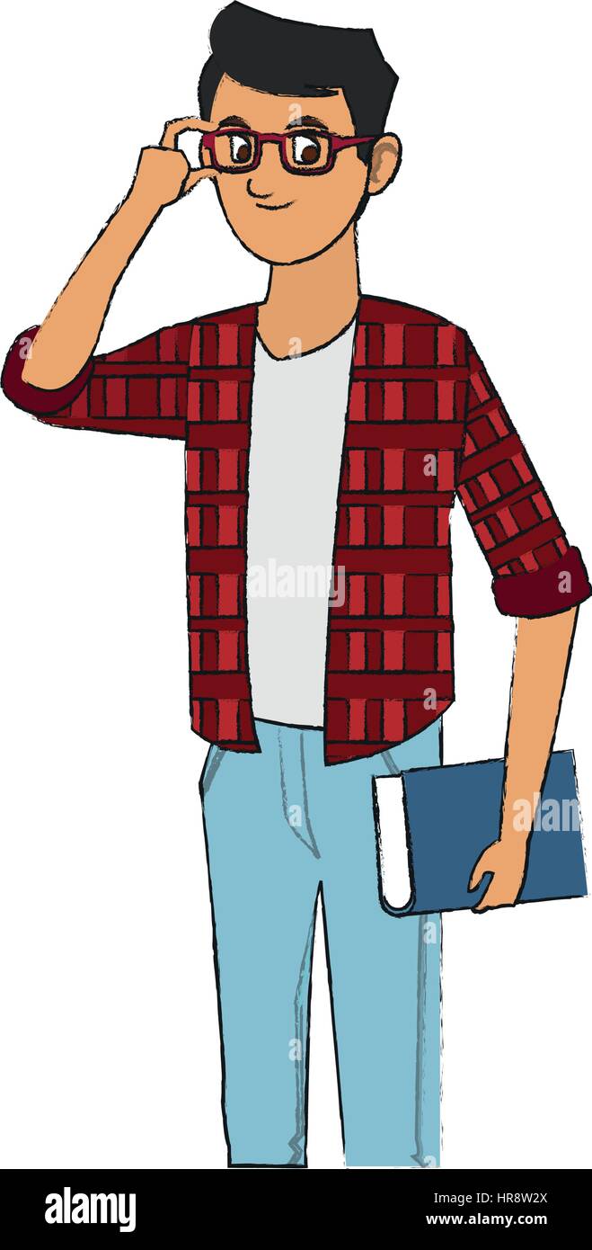 handsome young man with glasses and plaid shirt icon image Stock Vector  Image & Art - Alamy