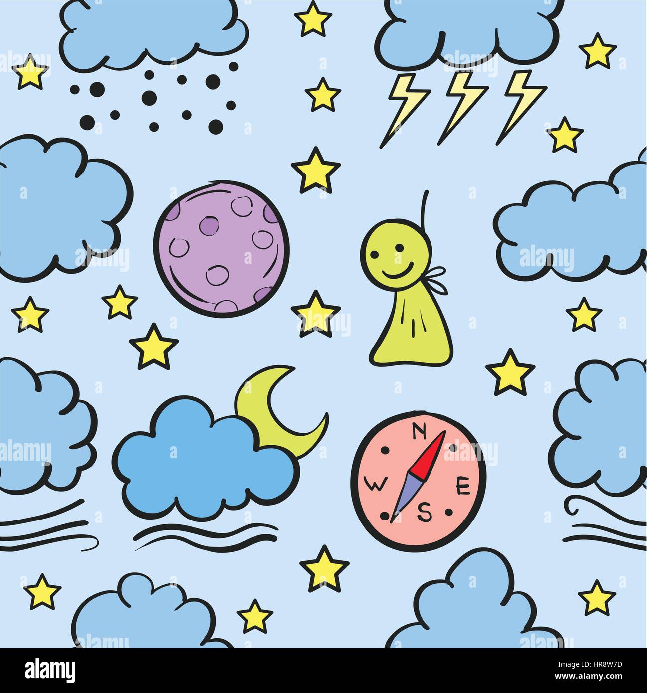 Vector illustration of cloud set doodles Stock Vector Image & Art - Alamy