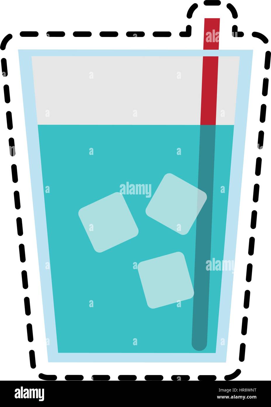 glass of water with ice and straw icon image Stock Vector Image & Art ...