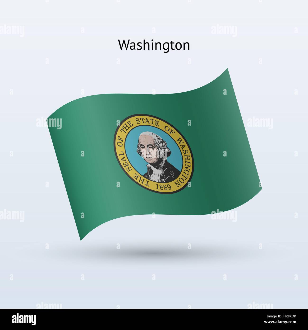 State of Washington flag waving form on gray background. Vector ...