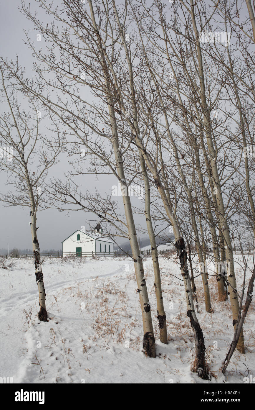 McDougall Memorial United Church at Morleyville Settlement Stock Photo