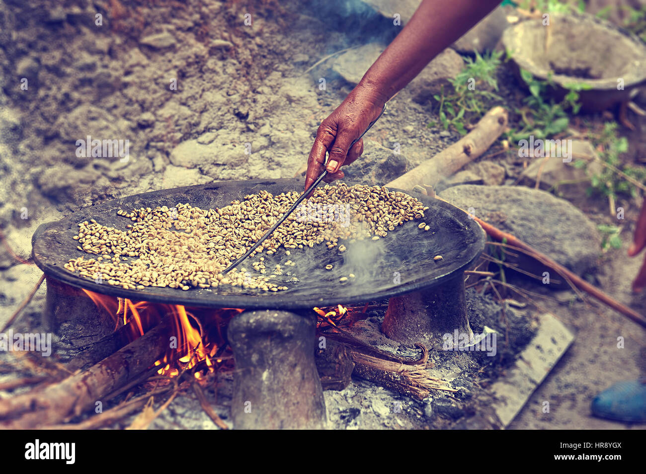 Traditional Ethiopian coffee beans roasting Stock Photo Alamy