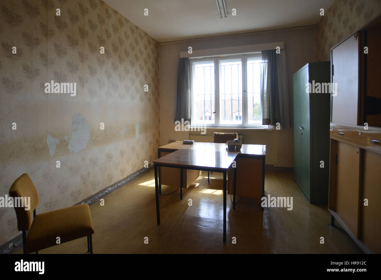 Gedenkstätte Berlin-Hohenschönhausen, Germany, April 23 2016. View of an interrogation room. Stock Photo