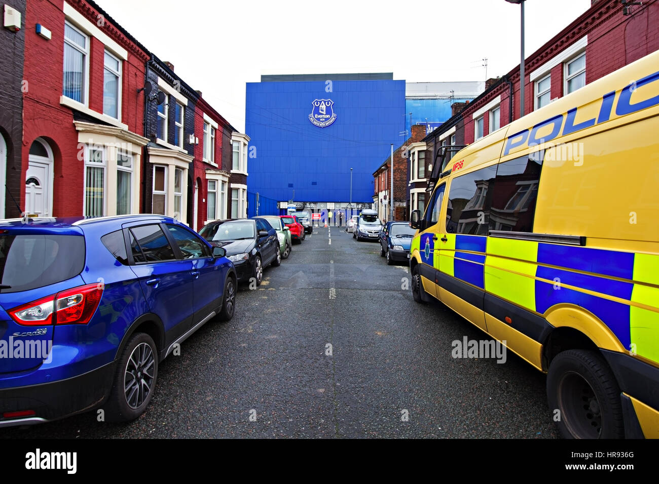 Terraced houses surrounding Everton Football Club's Goodison Park