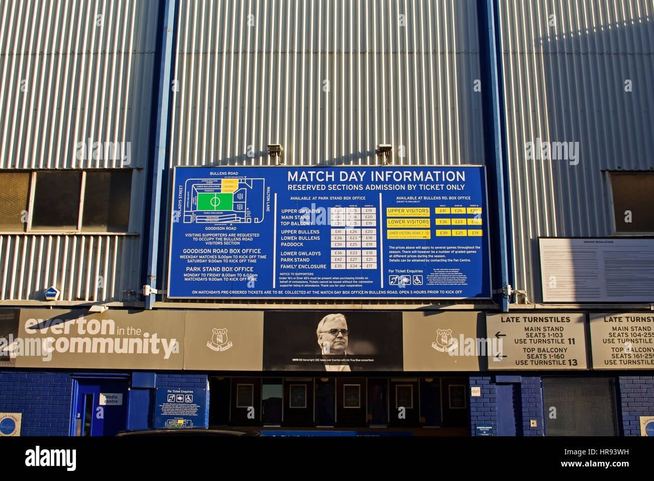 Turnstiles at Goodison Park Stadium, home of Everton Football Club. Liverpool UK. Stock Photo