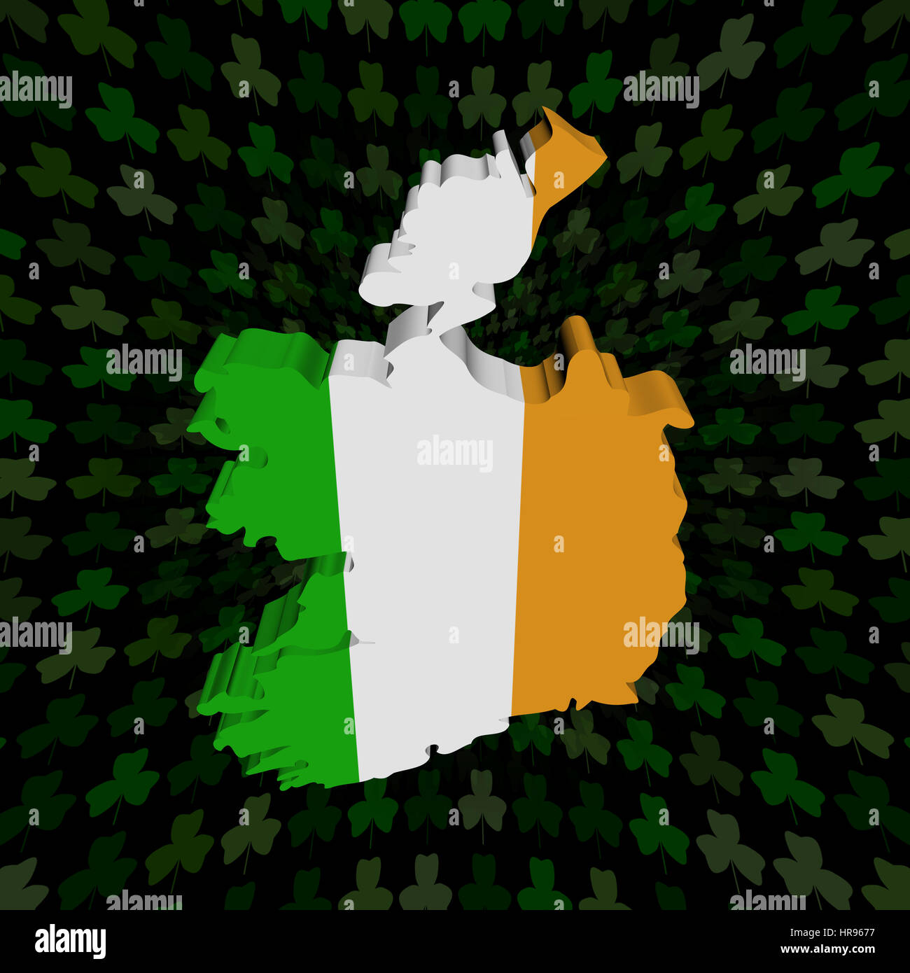 Ireland map over shamrock background illustration Stock Photo Alamy