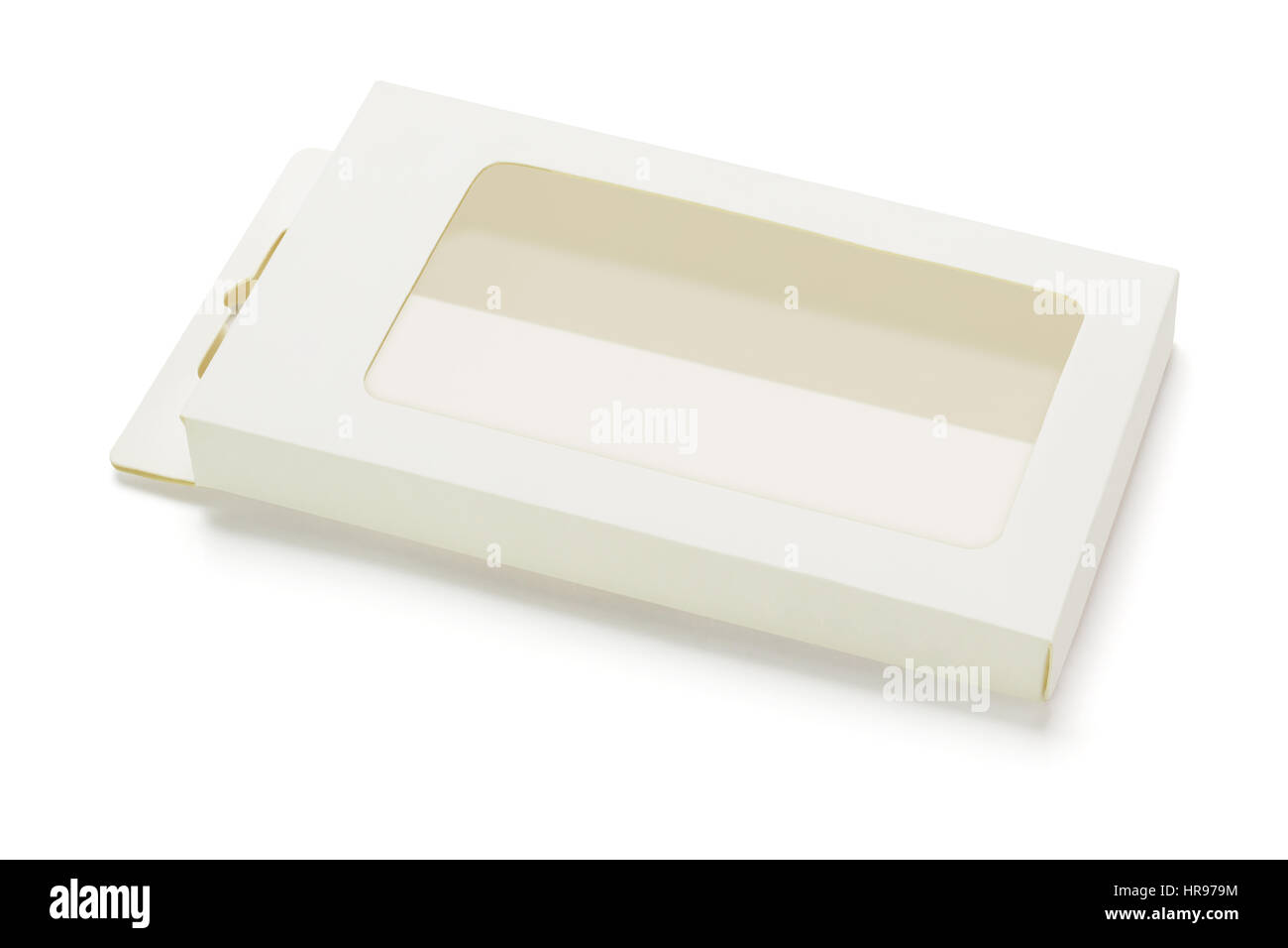 Empty Product Package Box Lying on White background Stock Photo