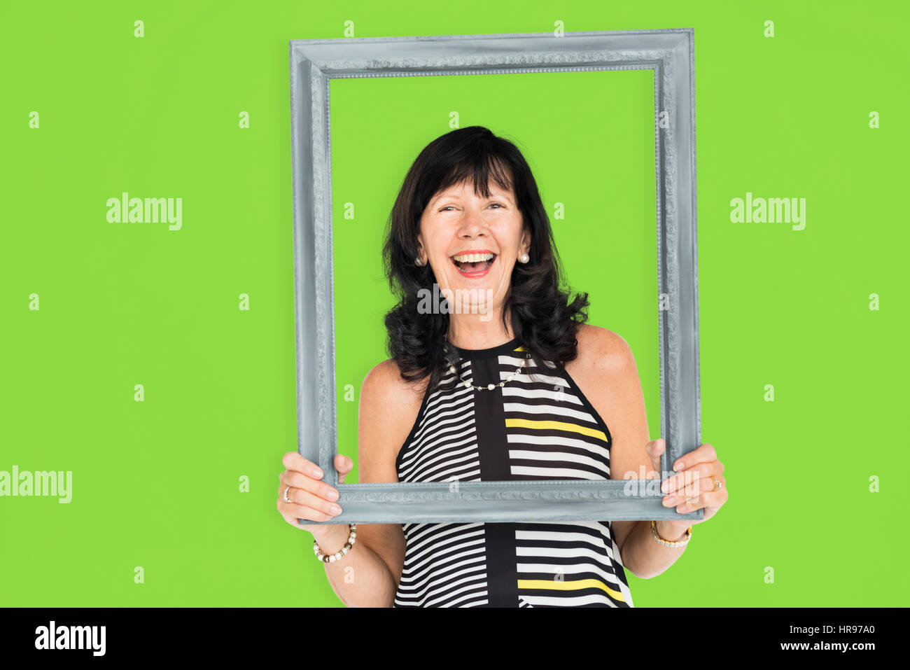 Caucasian Lady Holding Photo Frame Stock Photo Alamy