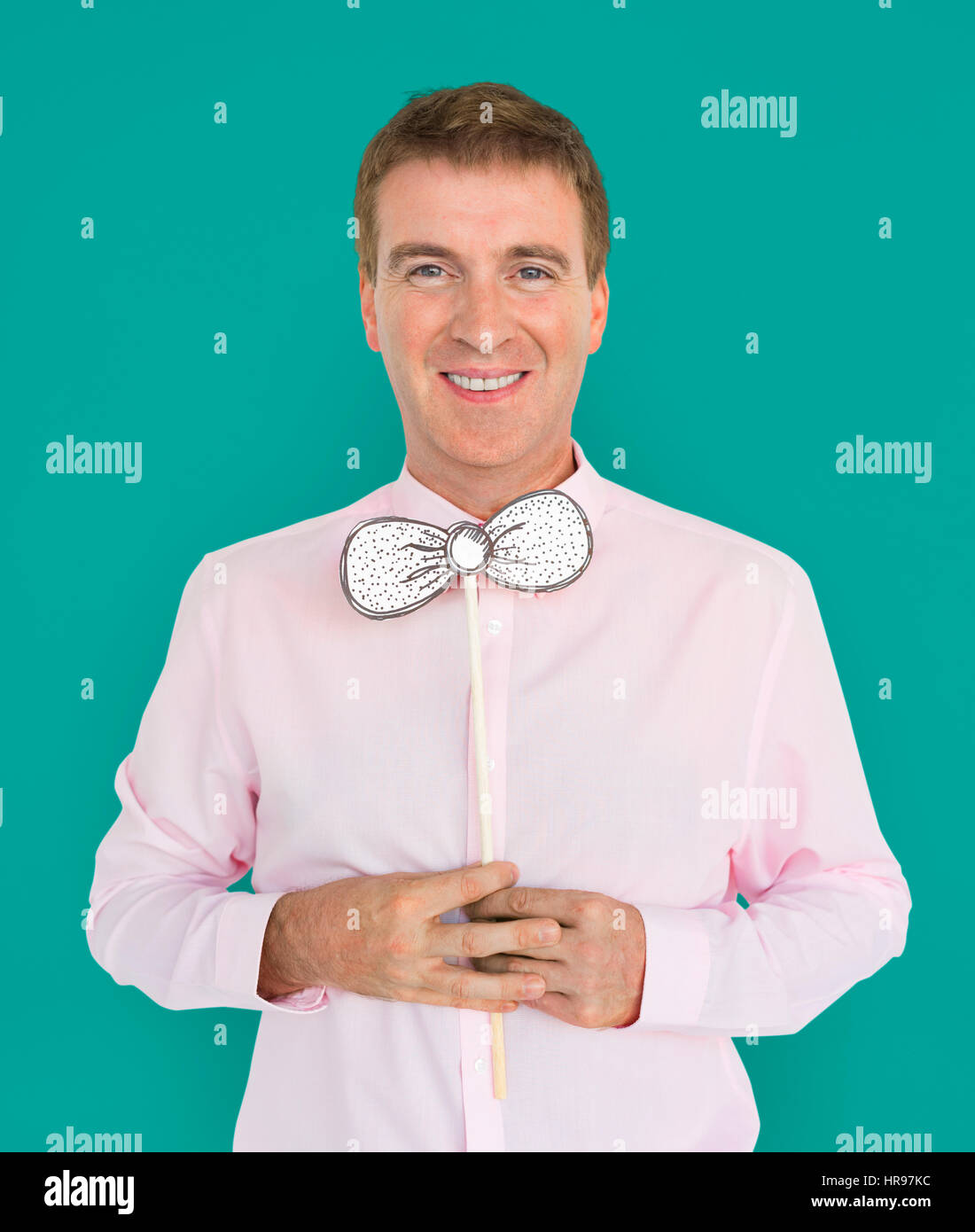 Caucasian Man With Ribbon Stick Concept Stock Photo - Alamy