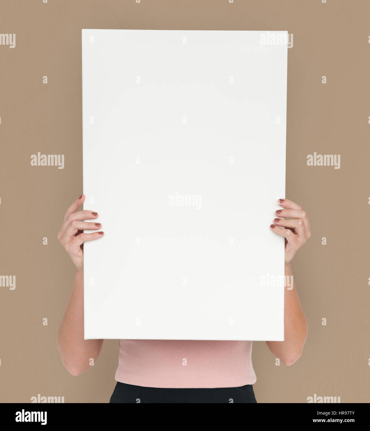 Woman Holding Blank Paper Shoot Stock Photo - Alamy