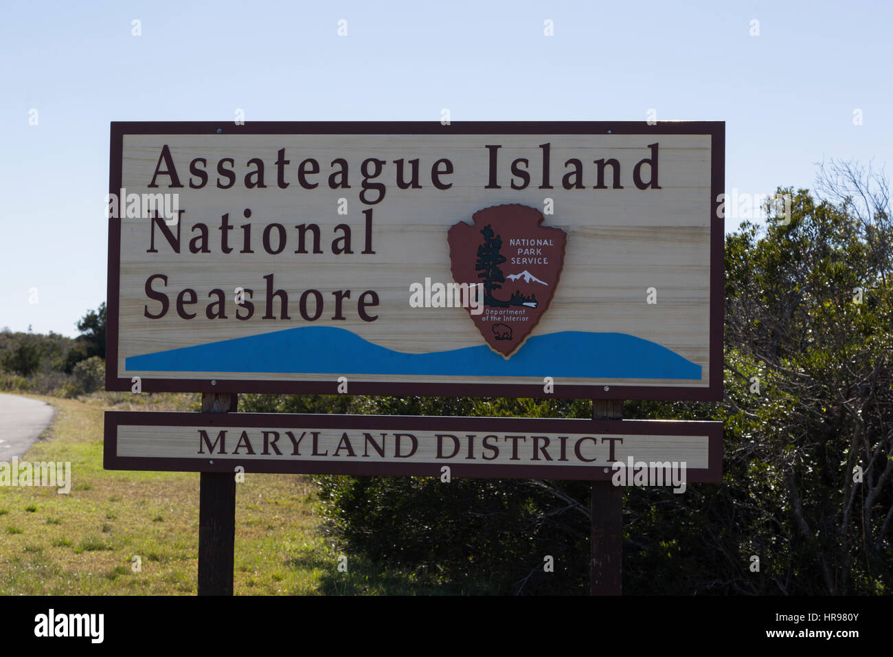 Assateague Island National Seashore sign Stock Photo