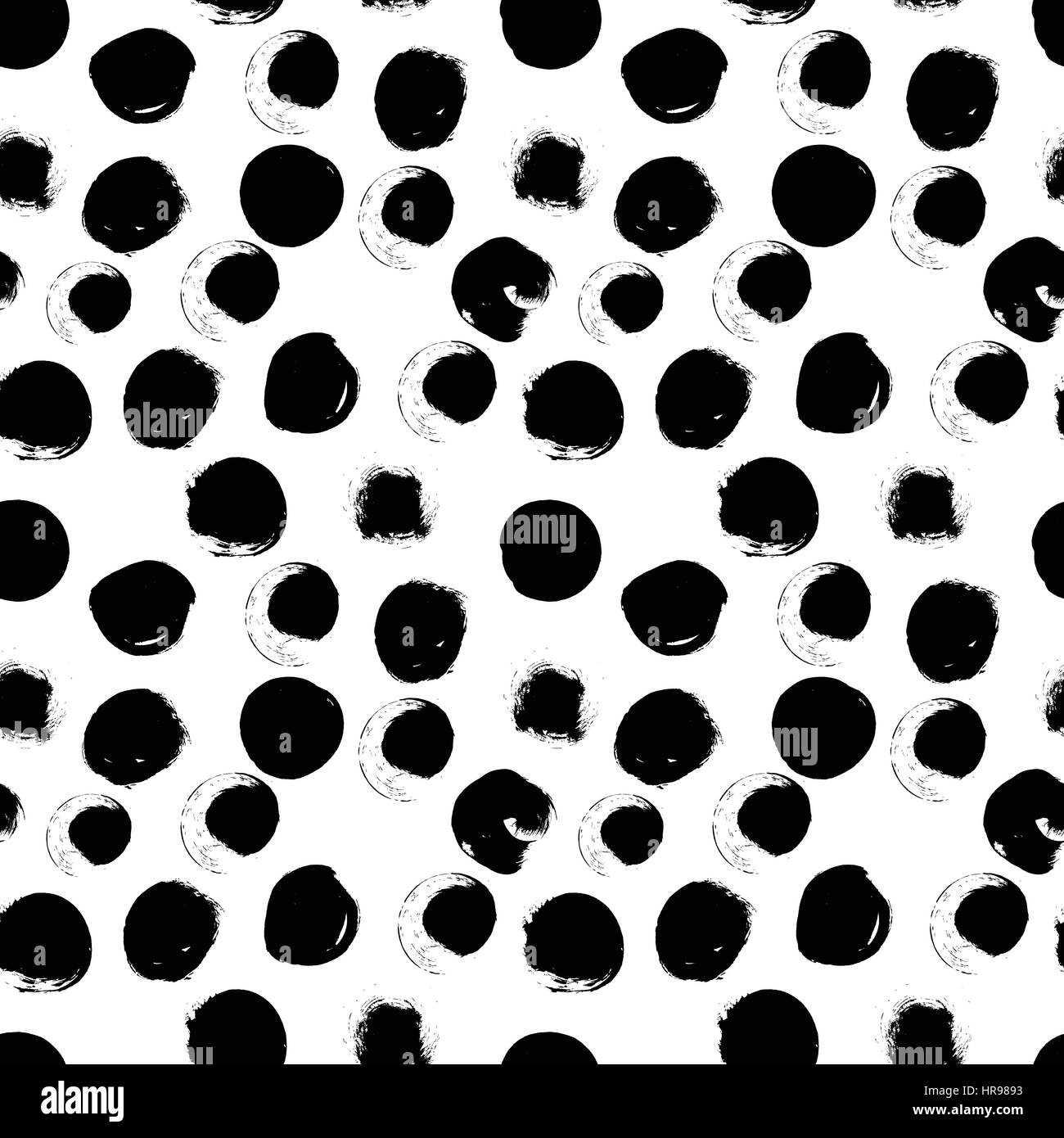 Vector seamless pattern. Black and white round brush strokes. Grungy ...