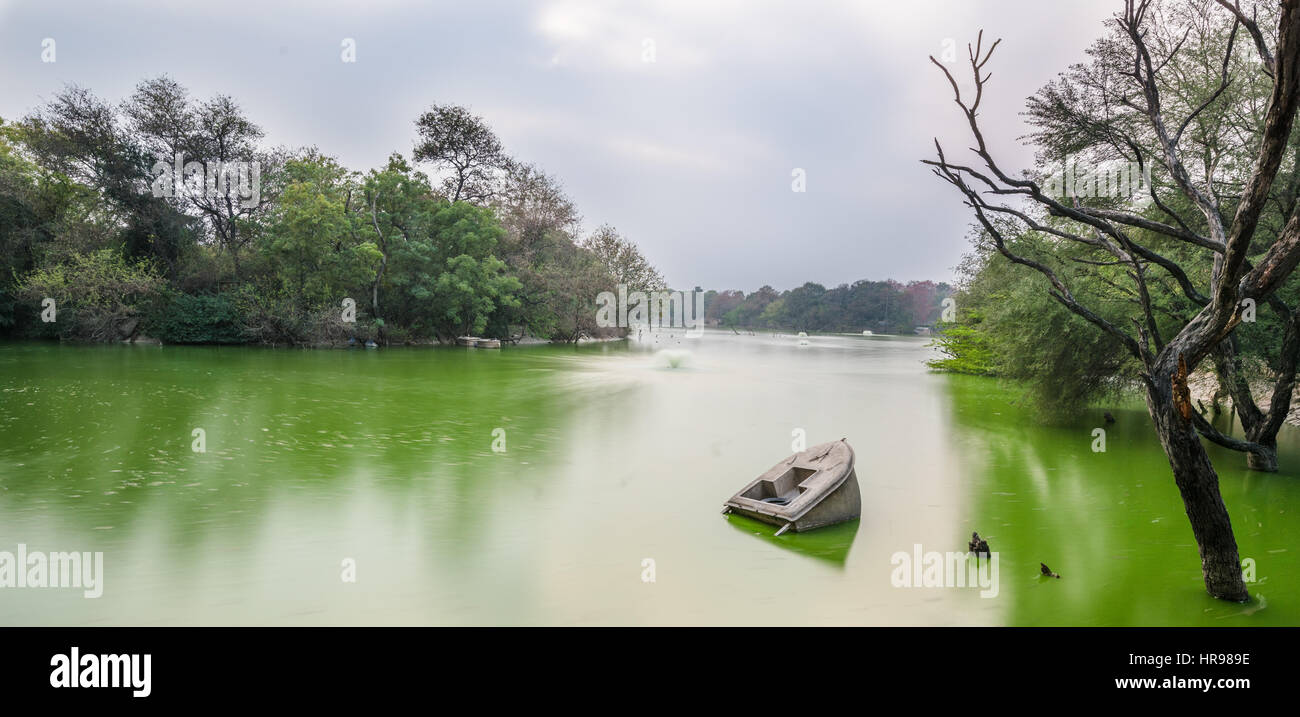 Wreckage of a boat at Hauz Khas Lake Stock Photo Alamy
