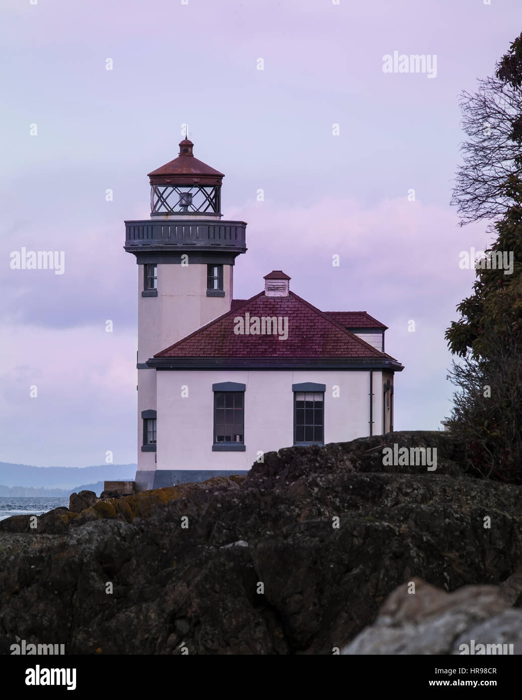Lime Kiln Lighthouse in the early morning Stock Photo