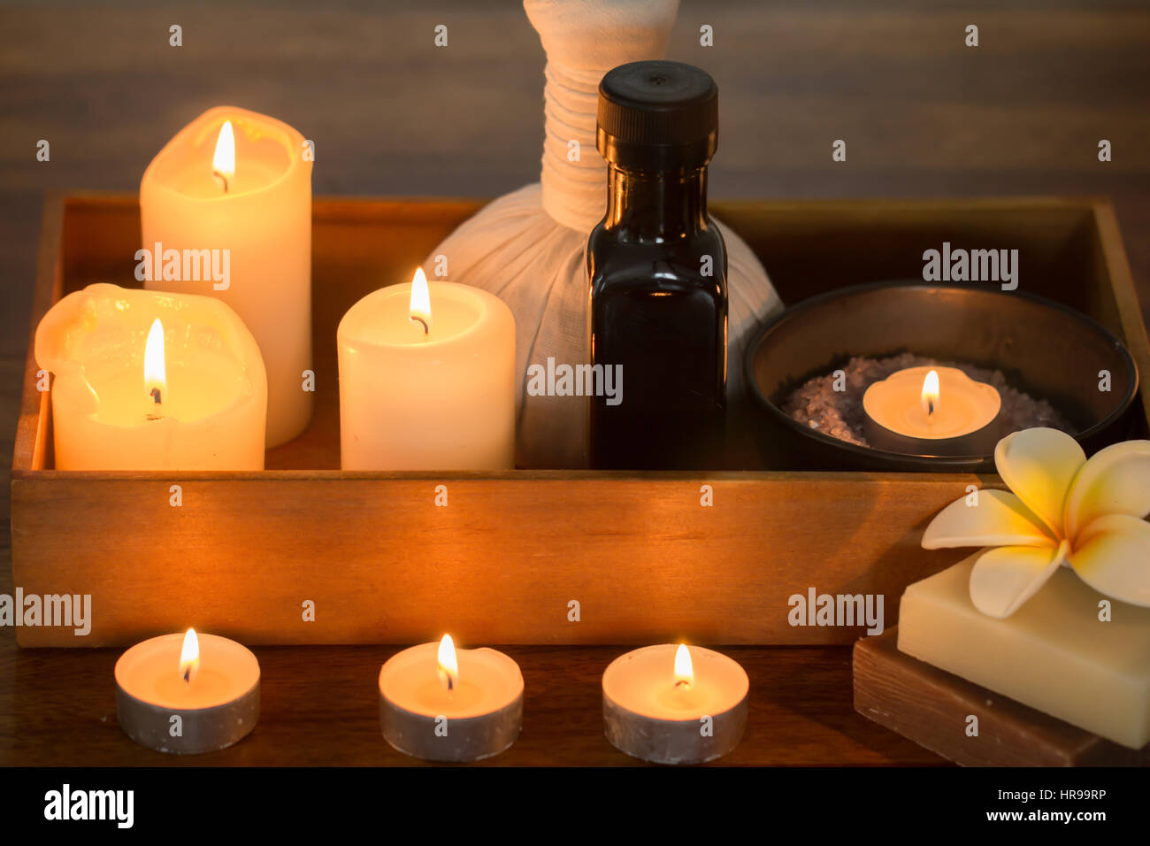 spa still life with candles Stock Photo