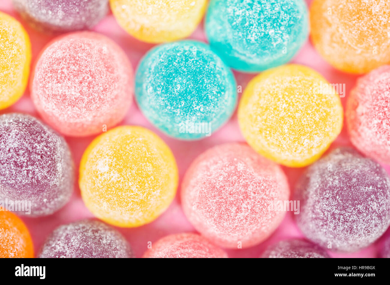 Sweet jelly sugar candy background, Top view Stock Photo - Alamy