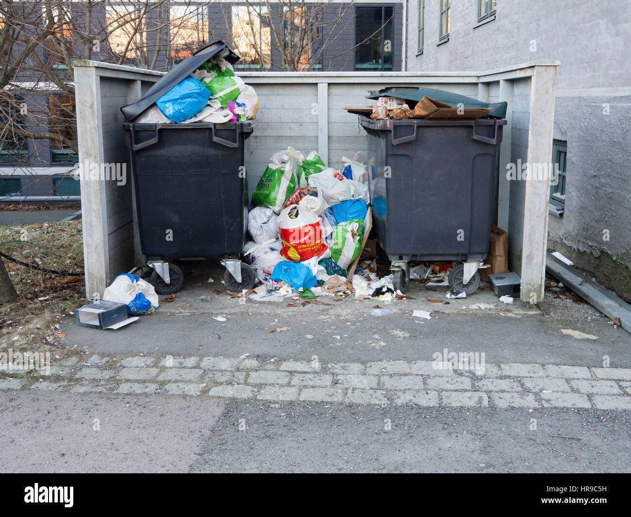 Municipal competition on garbage collection in Oslo Norway resulted in caos and termination of the contract with Veireno which filed for bankrupsy Stock Photo