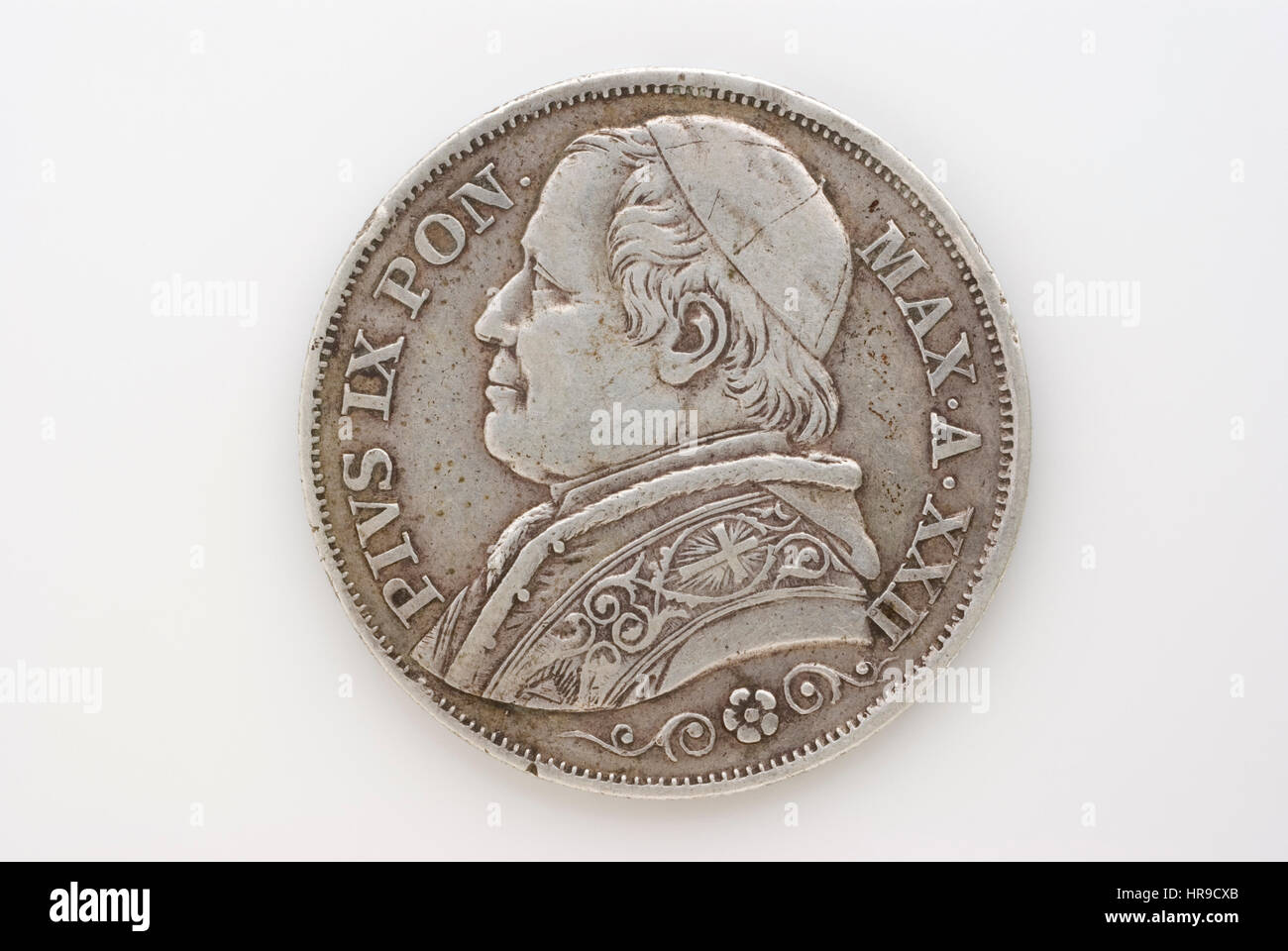 Vatican Coin of Pope Pius IX Stock Photo