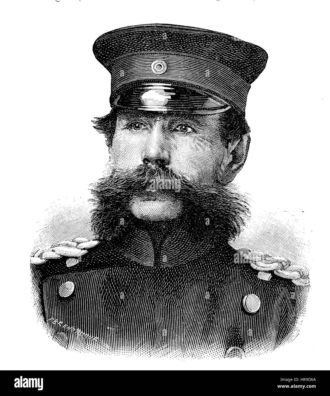 Heinrich Alexander von Treskow, 1840 - 1927, Was a Prussian officer, most recently a lieutenant-general, Situation from the time of The Franco-Prussian War or Franco-German War,  Deutsch-Franzoesischer Krieg, 1870-1871, Reproduction of an original woodcut from the year 1885, digital improved Stock Photo