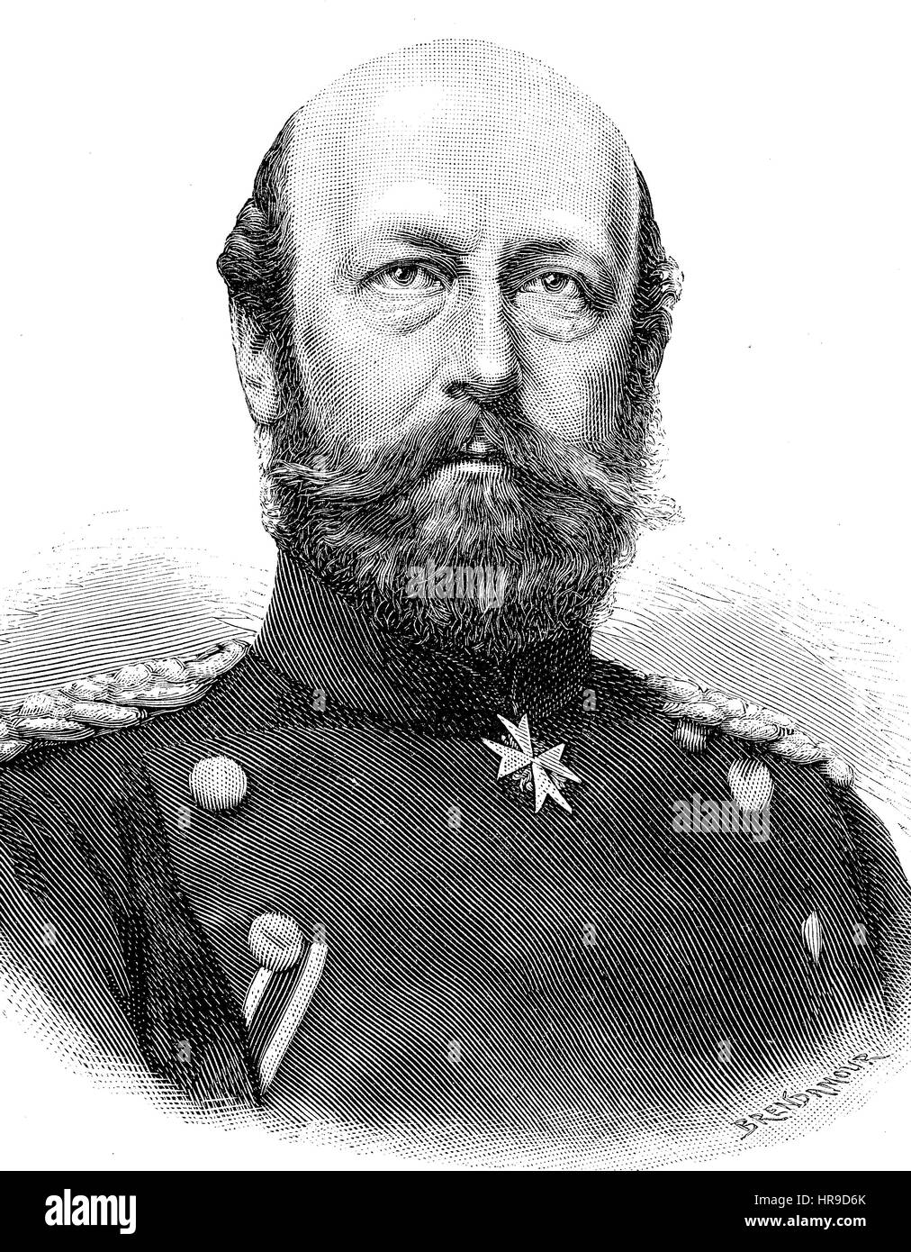 Frederick Francis II., 1823 - 1883, was a Prussian officer and Grand Duke of Mecklenburg-Schwerin from 7 March 1842 until 15 April 1883, Situation from the time of The Franco-Prussian War or Franco-German War,  Deutsch-Franzoesischer Krieg, 1870-1871, Reproduction of an original woodcut from the year 1885, digital improved Stock Photo