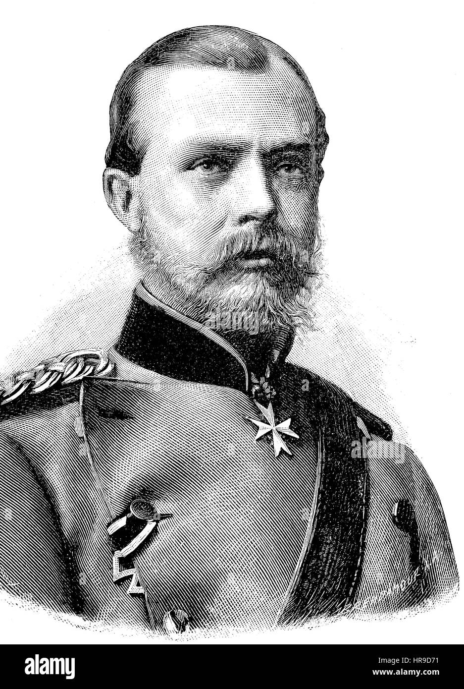 Prince Friedrich Wilhelm Nikolaus Albrecht of Prussia, 1837 - 1906, was a Prussian general field marshal, Herrenmeister, Grand Master of the Order of Saint John from 1883 until his death, and regent of the Duchy of Brunswick from 1885, Situation from the time of The Franco-Prussian War or Franco-German War,  Deutsch-Franzoesischer Krieg, 1870-1871, Reproduction of an original woodcut from the year 1885, digital improved Stock Photo